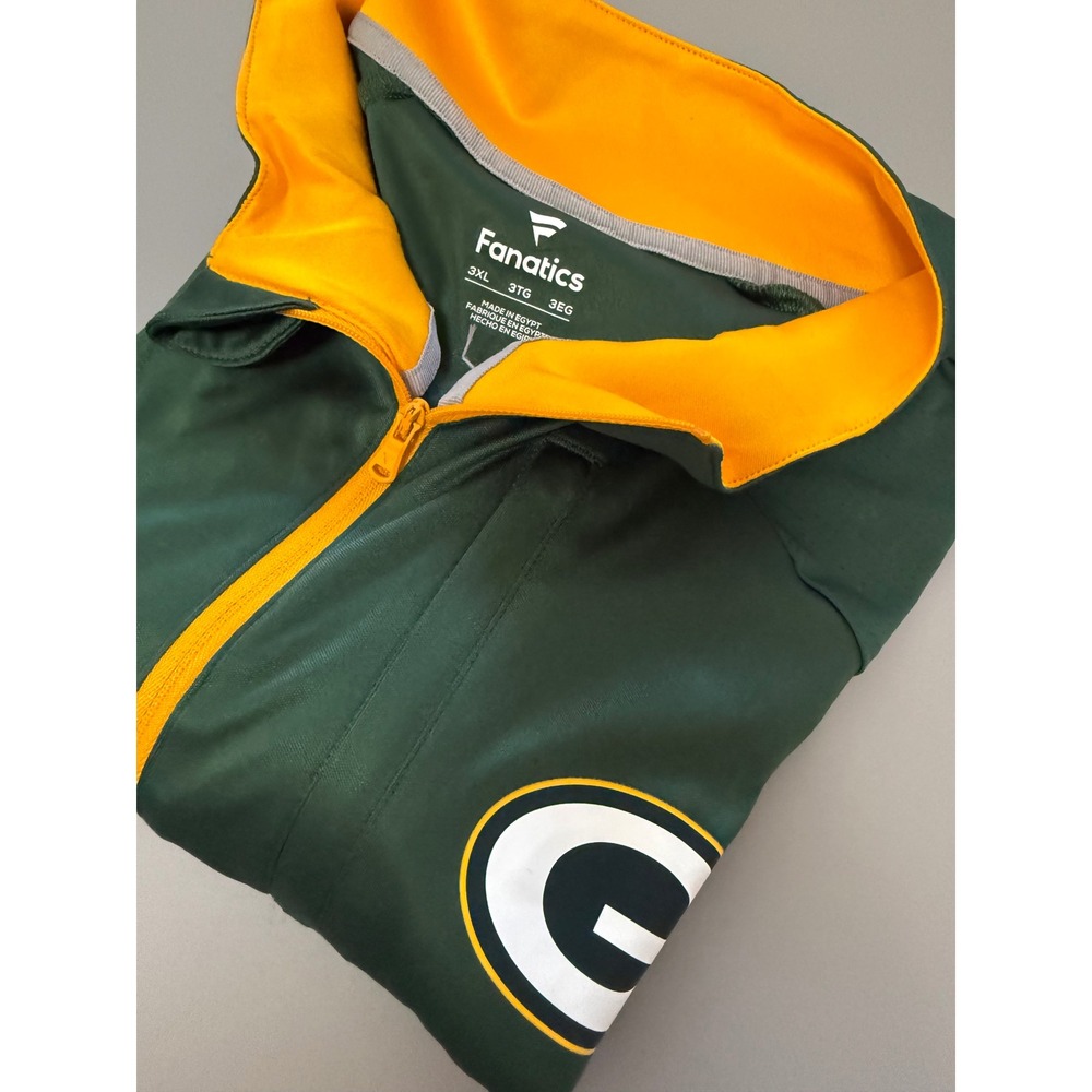 Fanatics ‎ Green Bay Packers mens 3XL Quarter Zip Pullover Green Gold NFL Jacket